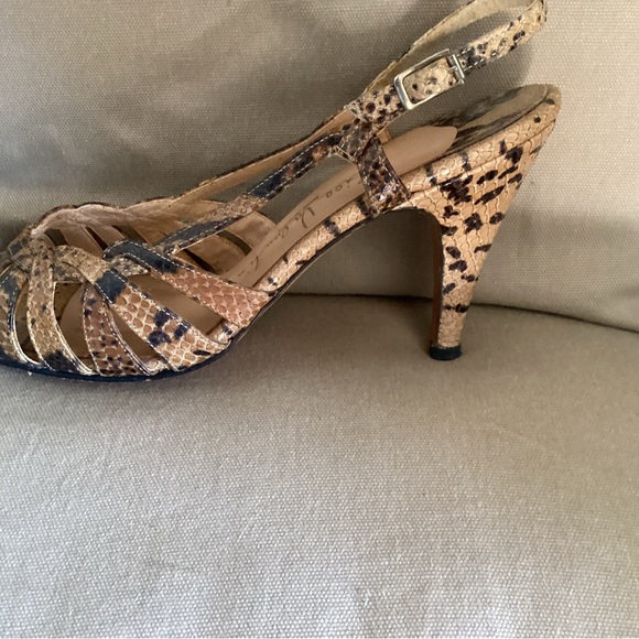 Vintage Brown Snake Print Slingback Sandals 7 - Picture 2 of 5